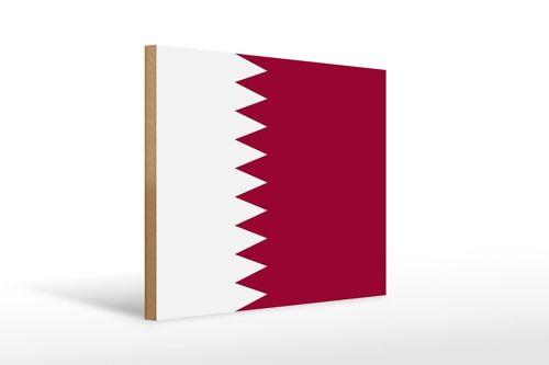 Holzschild Flagge Katars 40x30cm Flag of Qatar Deko Schild