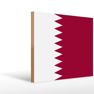 Holzschild Flagge Katars 40x30cm Flag of Qatar Deko Schild
