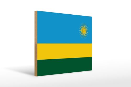 Holzschild Flagge Ruandas 40x30cm Flag of Rwanda Holz Deko Schild