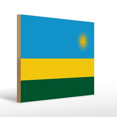 Holzschild Flagge Ruandas 40x30cm Flag of Rwanda Holz Deko Schild