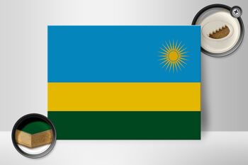 Panneau en bois drapeau du Rwanda 40x30cm Drapeau du Rwanda panneau décoratif en bois 2
