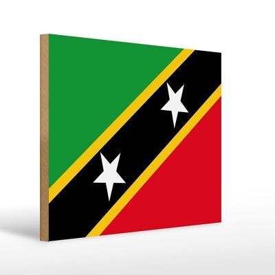 Cartello in legno bandiera S. Kitts e Nevis 40x30 cm Insegna di Saint Kitts
