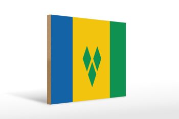 Panneau en bois drapeau Saint-Vincent-et-Grenadines 40x30cm, panneau décoratif 1