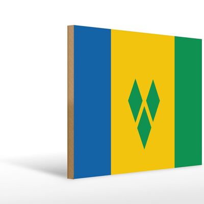 Holzschild Flagge Saint Vincent und Grenadinen 40x30cm Deko Schild