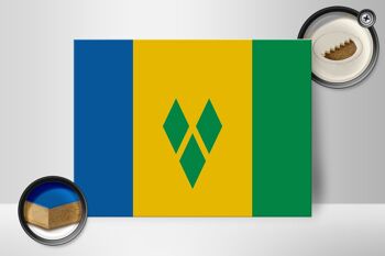 Panneau en bois drapeau Saint-Vincent-et-Grenadines 40x30cm, panneau décoratif 2