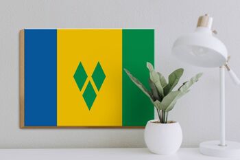 Panneau en bois drapeau Saint-Vincent-et-Grenadines 40x30cm, panneau décoratif 3