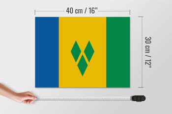 Panneau en bois drapeau Saint-Vincent-et-Grenadines 40x30cm, panneau décoratif 4