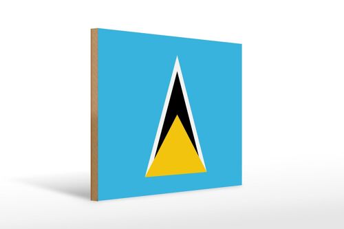 Holzschild Flagge Saint Lucias 40x30cm Flag of Saint Lucia Schild