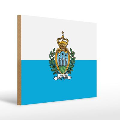 Cartello in legno bandiera di San Marino 40x30cm Cartello bandiera di San Marino