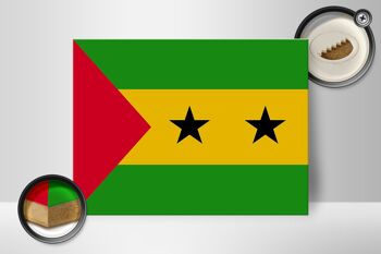 Panneau en bois drapeau São Tomé et Príncipe 40x30cm Panneau São Tomé 2