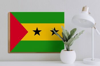 Panneau en bois drapeau São Tomé et Príncipe 40x30cm Panneau São Tomé 3