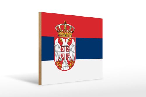 Holzschild Flagge Serbiens 40x30cm Flag of Serbia Holz Deko Schild