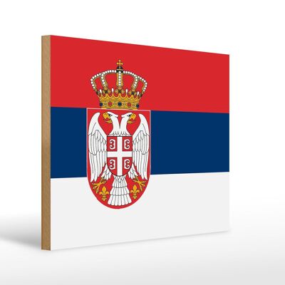 Holzschild Flagge Serbiens 40x30cm Flag of Serbia Holz Deko Schild