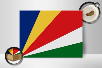 Panneau en bois drapeau Seychelles 40x30cm Drapeau des Seychelles panneau décoratif 2