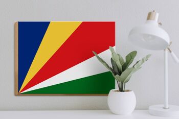 Panneau en bois drapeau Seychelles 40x30cm Drapeau des Seychelles panneau décoratif 3