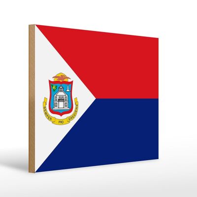Letrero de madera bandera de Sint Maarten 40x30cm Bandera Sint Maarten signo