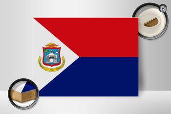 Panneau en bois drapeau de Sint Maarten 40x30cm Drapeau Sint Maarten signe 2