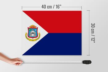 Panneau en bois drapeau de Sint Maarten 40x30cm Drapeau Sint Maarten signe 4