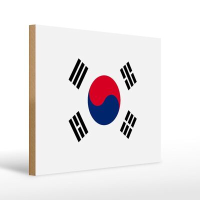 Cartello in legno bandiera della Corea del Sud 40x30 cm Cartello decorativo con bandiera della Corea del Sud