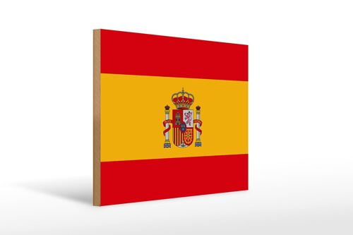 Holzschild Flagge Spaniens 40x30cm Flag of Spain Holz Deko Schild