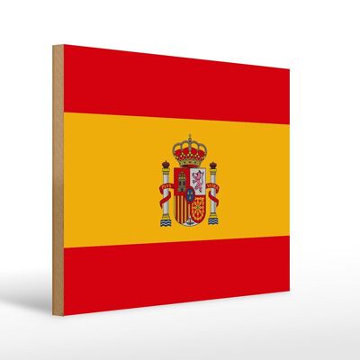 Cartello in legno bandiera della Spagna 40x30 cm Cartello decorativo in legno Bandiera della Spagna
