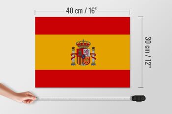 Panneau en bois drapeau de l'Espagne 40x30cm Drapeau de l'Espagne panneau décoratif en bois 4