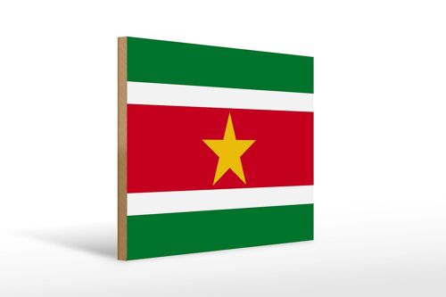 Holzschild Flagge Surinames 40x30cm Flag of Suriname Deko Schild