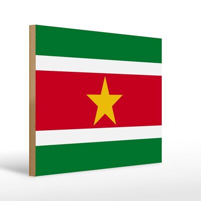 Holzschild Flagge Surinames 40x30cm Flag of Suriname Deko Schild