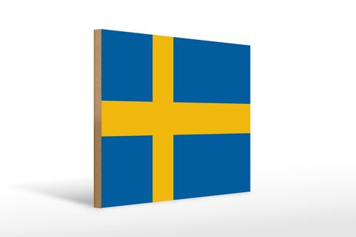 Holzschild Flagge Schwedens 40x30cm Flag of Sweden Holz Deko Schild