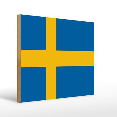 Panneau en bois drapeau de la Suède 40x30cm Drapeau de la Suède panneau décoratif en bois