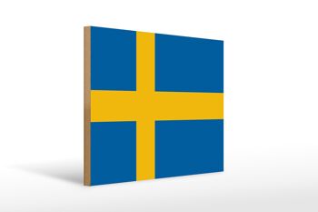 Panneau en bois drapeau de la Suède 40x30cm Drapeau de la Suède panneau décoratif en bois 1