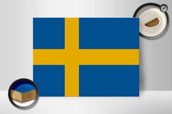 Panneau en bois drapeau de la Suède 40x30cm Drapeau de la Suède panneau décoratif en bois 2