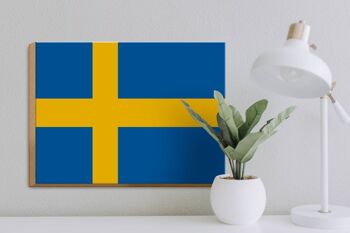 Panneau en bois drapeau de la Suède 40x30cm Drapeau de la Suède panneau décoratif en bois 3