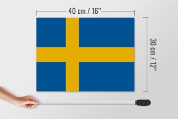 Panneau en bois drapeau de la Suède 40x30cm Drapeau de la Suède panneau décoratif en bois 4
