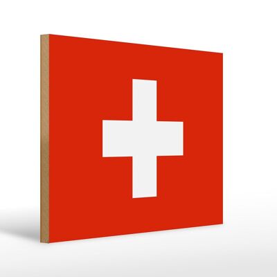 Cartello in legno bandiera Svizzera 40x30cm Cartello decorativo Bandiera della Svizzera
