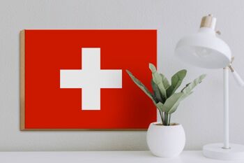 Panneau en bois drapeau Suisse 40x30cm Drapeau de la Suisse panneau décoratif 3