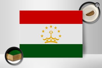 Panneau en bois drapeau Tadjikistan 40x30cm Drapeau du Tadjikistan signe 2