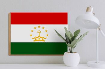 Panneau en bois drapeau Tadjikistan 40x30cm Drapeau du Tadjikistan signe 3