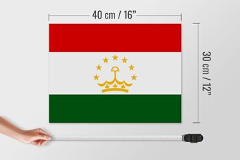Panneau en bois drapeau Tadjikistan 40x30cm Drapeau du Tadjikistan signe 4