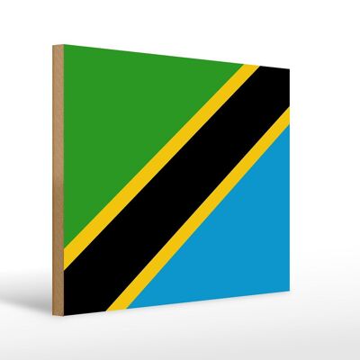 Holzschild Flagge Tansanias 40x30cm Flag of Tanzania Deko Schild