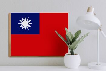 Panneau en bois drapeau Chine 40x30cm Drapeau de Taiwan panneau décoratif en bois 3