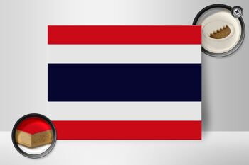 Panneau en bois drapeau de Thaïlande 40x30cm Drapeau de Thaïlande panneau décoratif 2