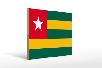 Panneau en bois drapeau du Togo 40x30cm Panneau décoratif drapeau du Togo 1