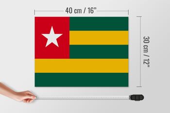 Panneau en bois drapeau du Togo 40x30cm Panneau décoratif drapeau du Togo 4