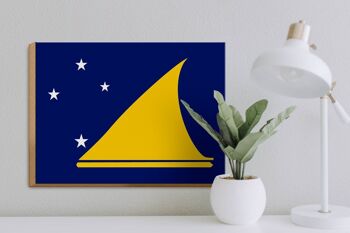 Panneau en bois drapeau des Tokélaou 40x30cm Drapeau des Tokélaou panneau décoratif en bois 3