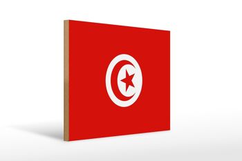 Panneau en bois drapeau de la Tunisie 40x30cm Panneau décoratif drapeau de la Tunisie 1