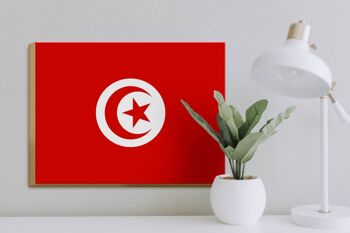 Panneau en bois drapeau de la Tunisie 40x30cm Panneau décoratif drapeau de la Tunisie 3