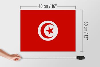 Panneau en bois drapeau de la Tunisie 40x30cm Panneau décoratif drapeau de la Tunisie 4