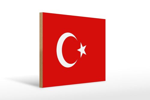 Holzschild Flagge Türkei 40x30cm Flag of Turkey Holz Deko Schild