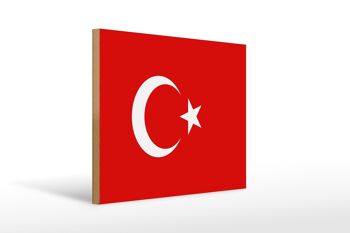 Panneau en bois drapeau Türkiye 40x30cm Drapeau de Turquie panneau décoratif en bois 1